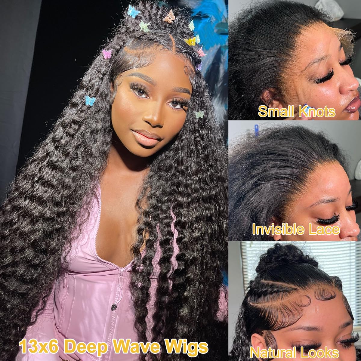 30 Inch 13x6 Lace Front Human Hair Wig - 200% Density Deep Wave Curly Remy Hair - Pre Plucked Natural Hairline for Women - Perfect for Daily Wear, Parties, and Special Occasions
