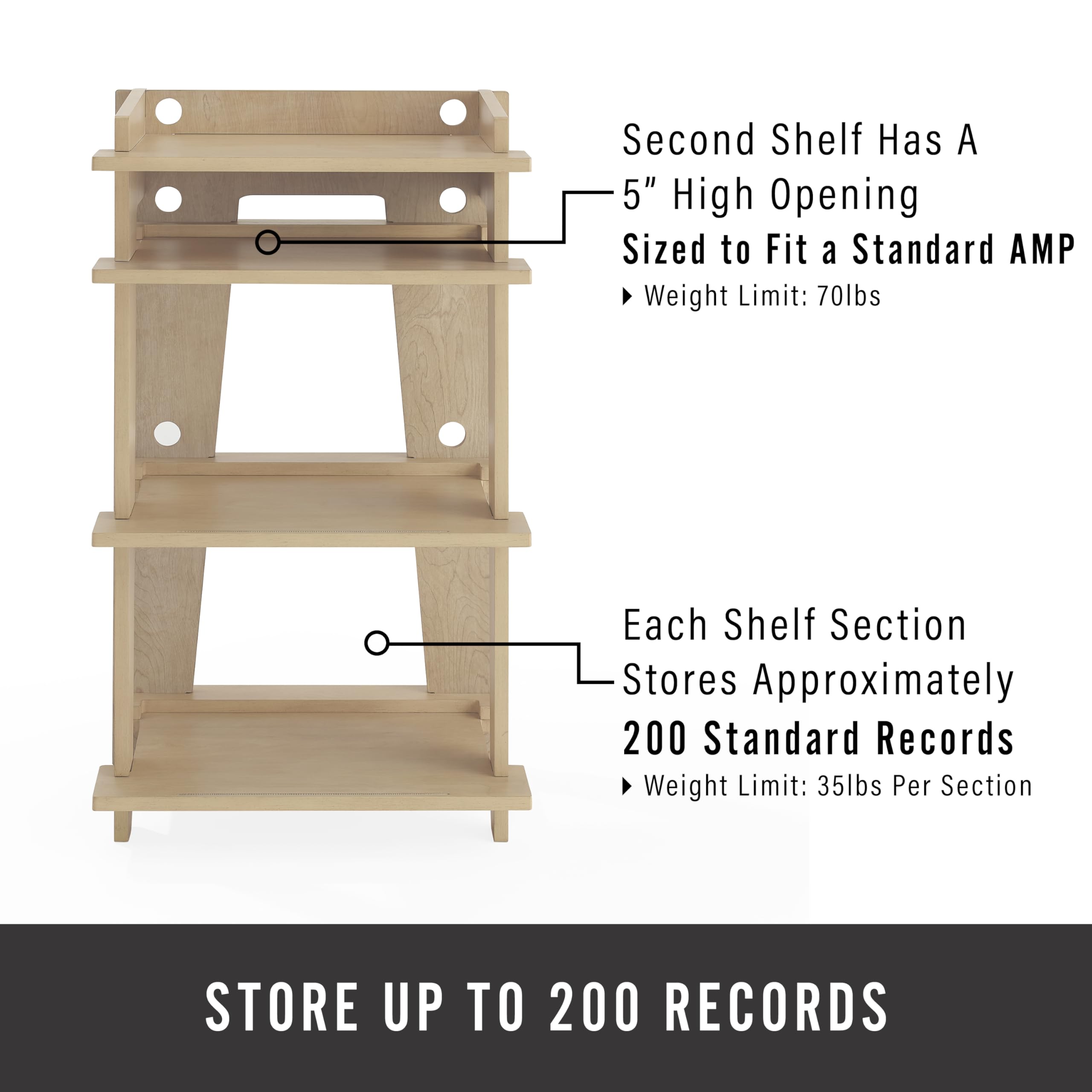 Crosley Furniture Soho Vinyl Record Player Stand with Storage - Modern Media Console for Home Organization in Natural Wood Finish - Perfect for Living Room, Bedroom & Home Theater Setup