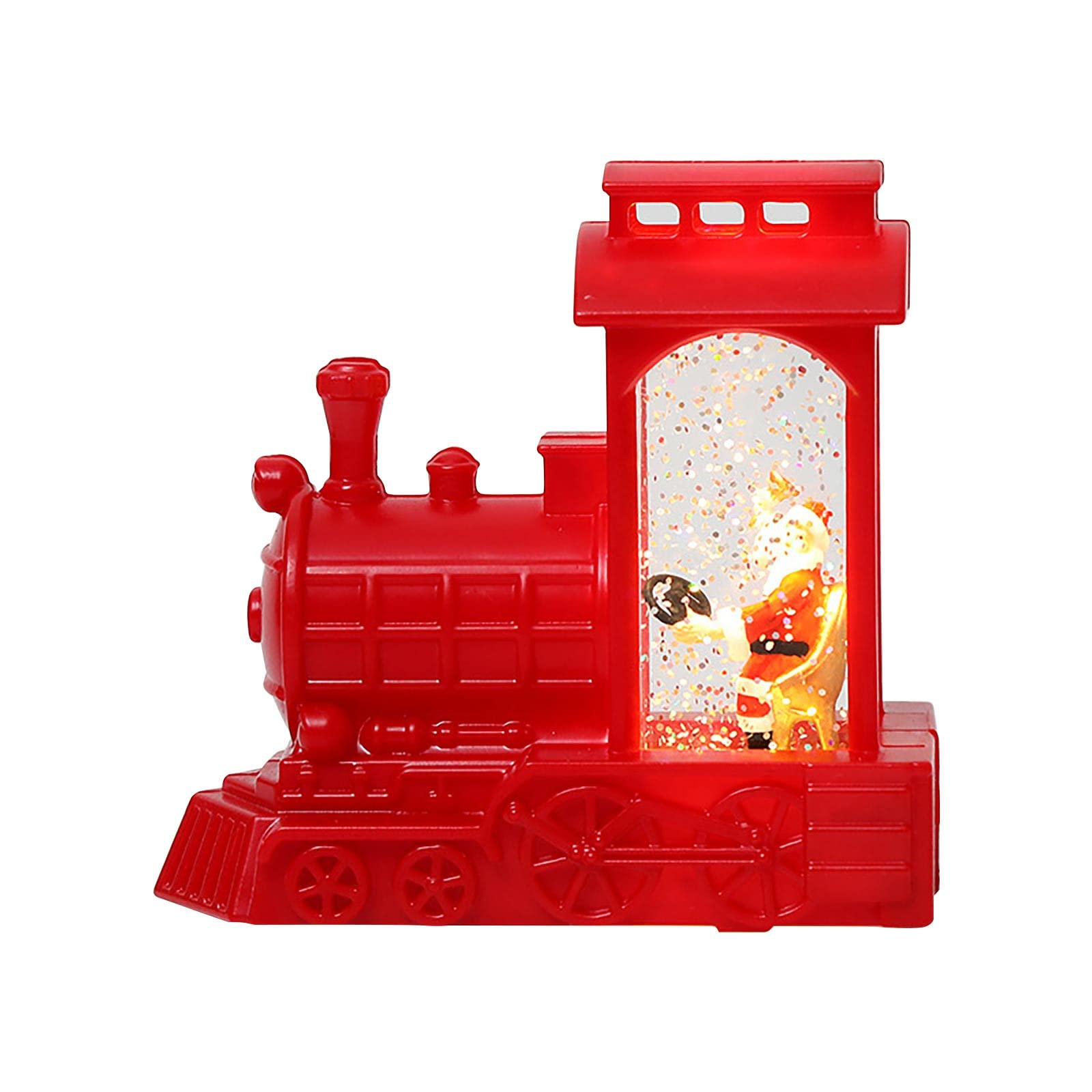 Christmas Santa Claus Train Water Swirling Glitter Lantern - Portable LED Night Light for Holiday Home Decor, Xmas Tree, Snowman Display | Perfect for Mantel, Tabletop, and Gift Giving