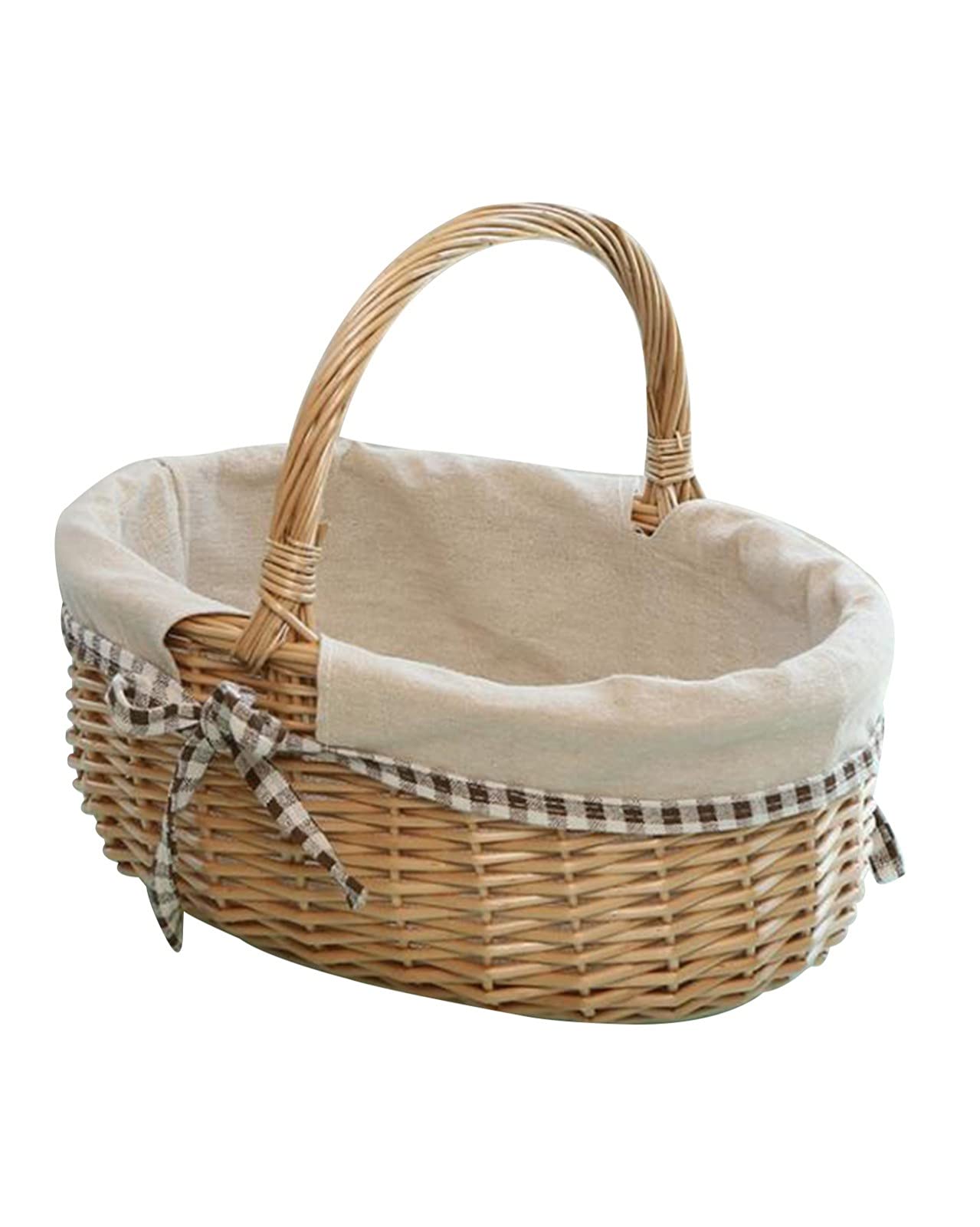 Foroner Large Woven Picnic Basket with Handle - Easter, Outdoor Picnics, Beach, Camping & Home Decor - Spacious Storage Box, Handcrafted Wicker Design, Includes Liner (Color: Brown) - Perfect for Family Gatherings, Romantic Dates & Gift Giving