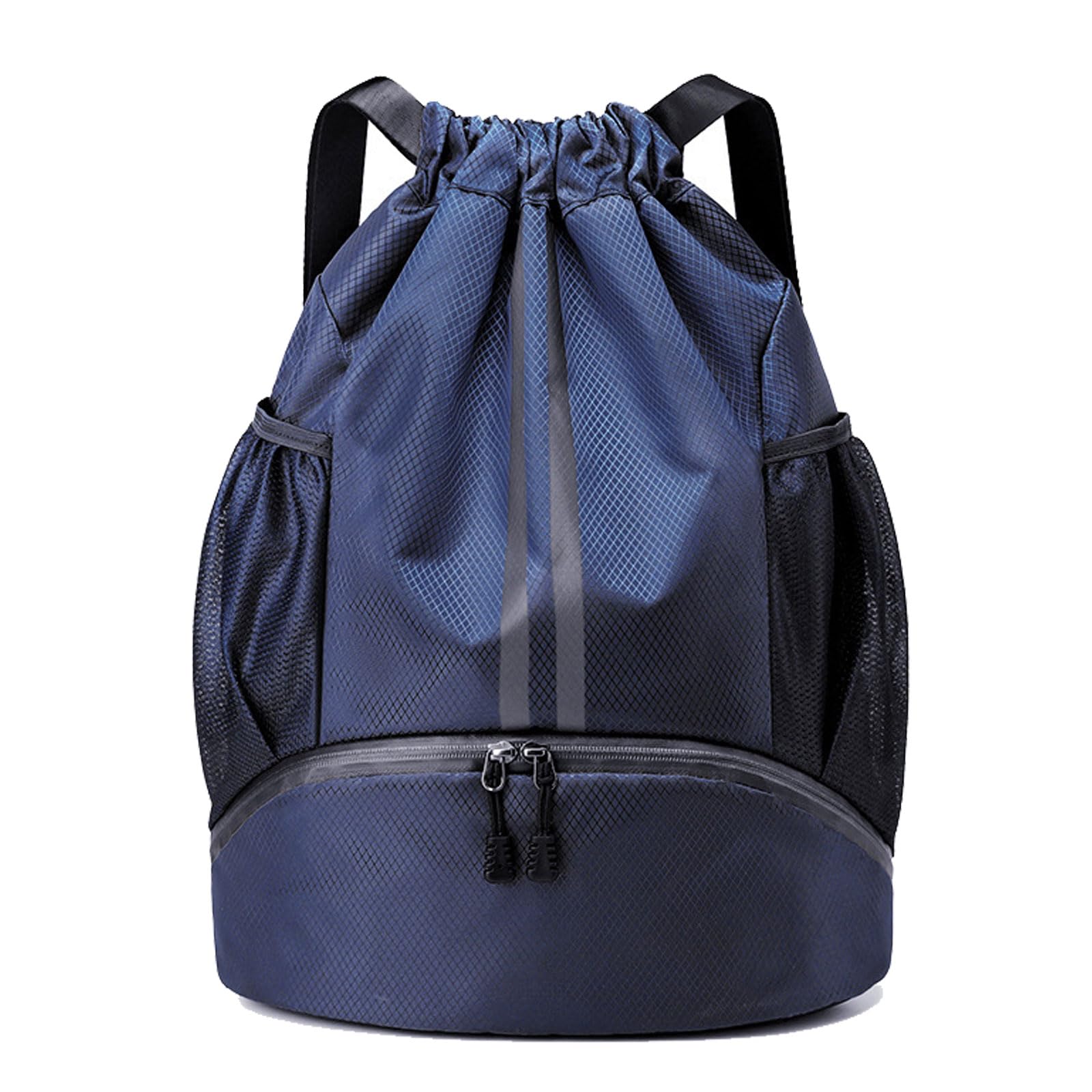 Drawstring Backpack for Gym & Basketball - Sports Workout Bag with Wet/Dry Separation Pocket & Shoe Compartment - Perfect for Workouts, Travel & School (Navy Blue)