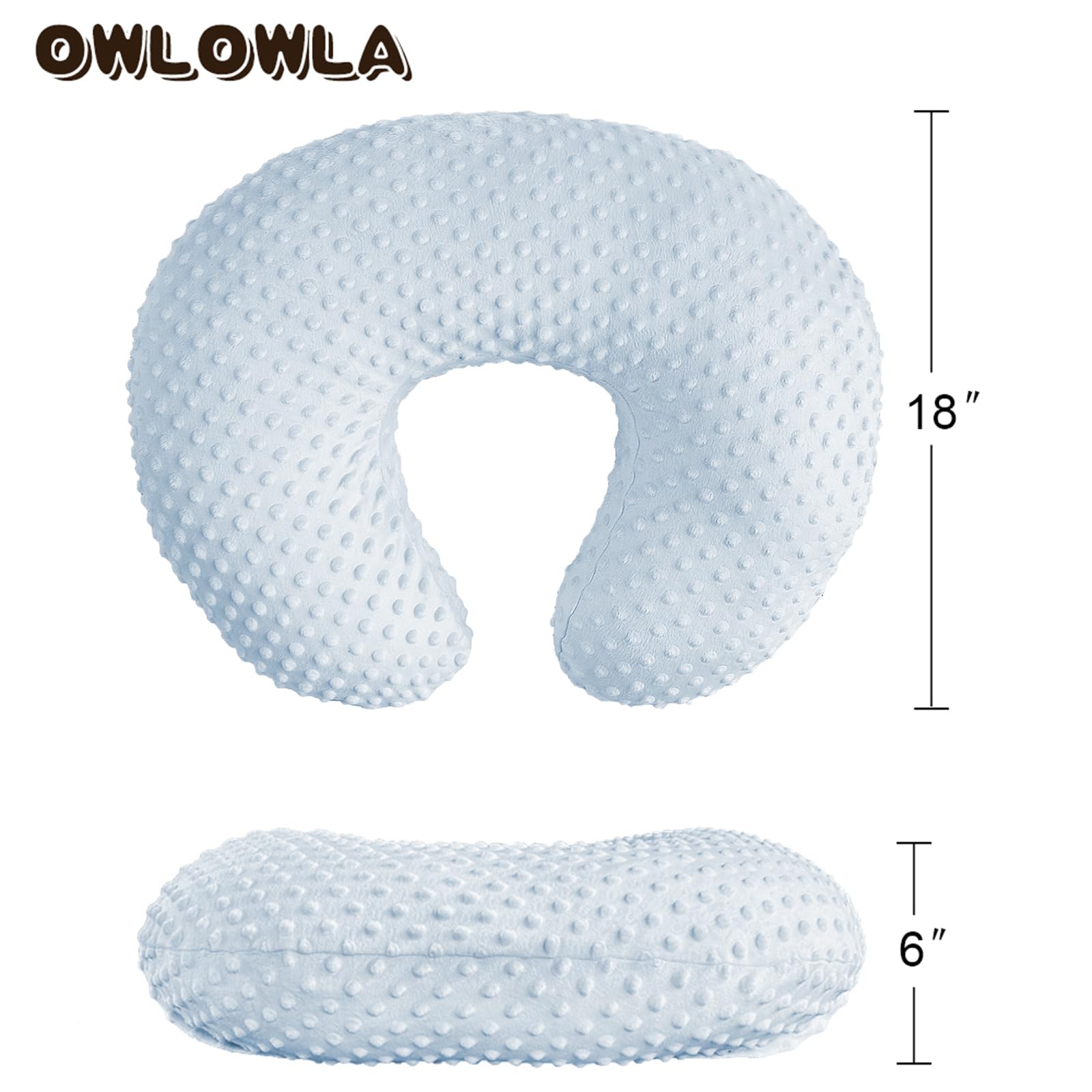 OWLOWLA Nursing Cover & Breastfeeding Pillow Slipcover - Soft Baby Blue Nursing Pillow Cover for Boys & Girls - Perfect for Comfortable & Discreet Breastfeeding at Home or On-the-Go