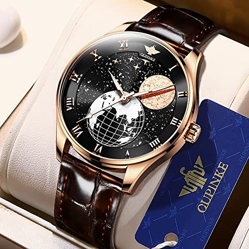 Brown leather belt-black dial