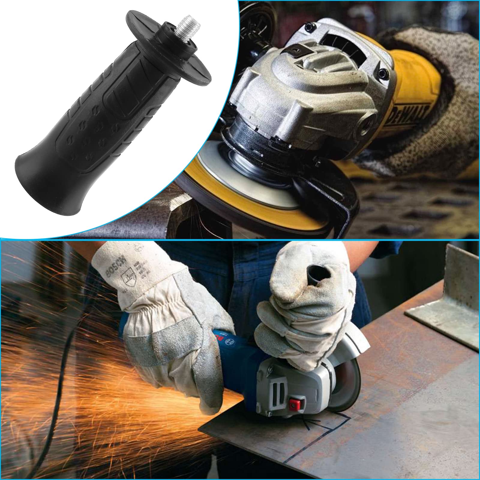 2Pcs 8mm Diameter Thread Angle Grinder Side Handle - Durable Plastic Replacement Handle for Angle Grinders & Sanders - Perfect for Woodworking, Metal Cutting & DIY Projects