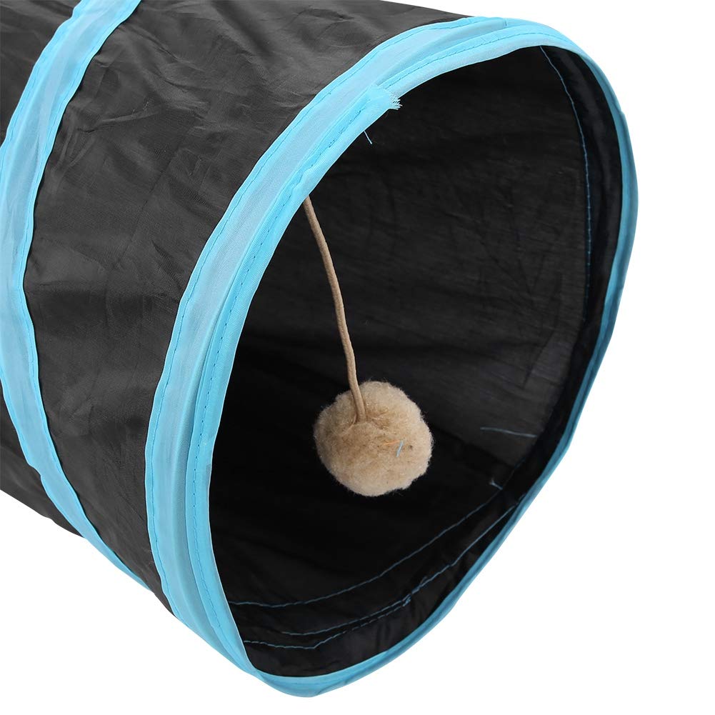 SUCIE 4-Way Cat Play Tunnel for Kittens & Rabbits - Blue & Black Interactive Pet Toy for Indoor & Outdoor Fun - Perfect for Hide & Seek, Exercise & Playtime