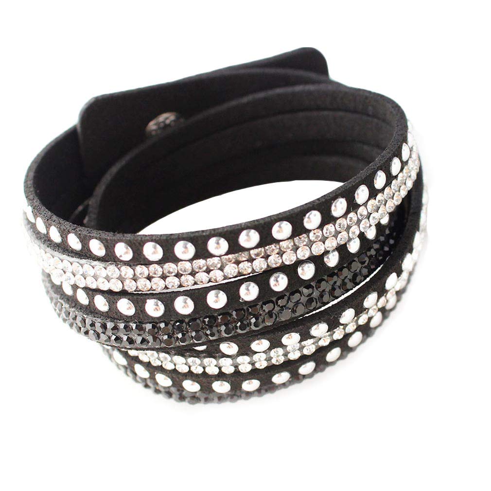 YAZILIND Leather Wrap Bracelets for Women - Rhinestone & Multicolor Bead Cuff Bangle, Layered Charm Bracelet Jewelry | Perfect for Boho Fashion, Party Accessories & Everyday Wear