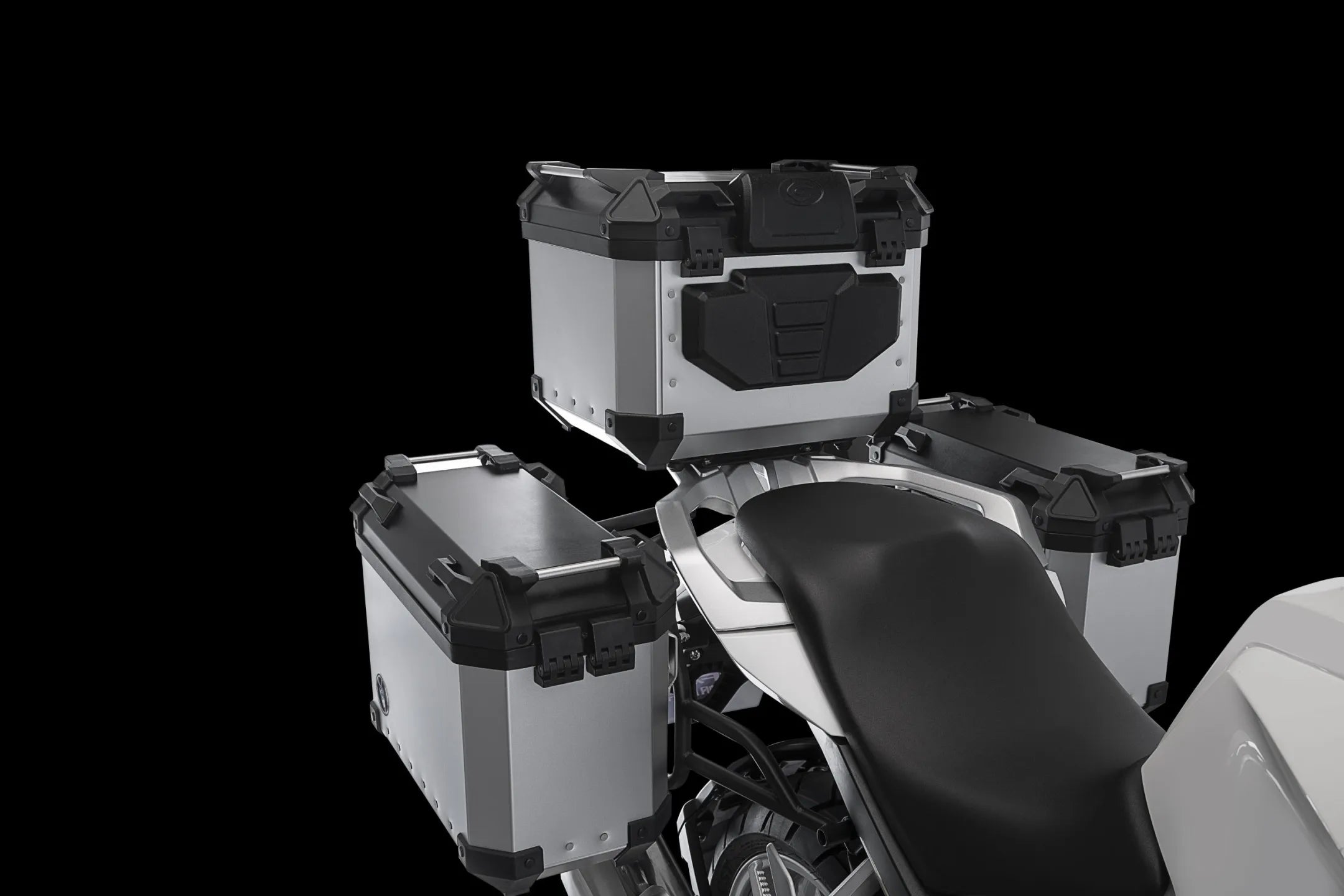 KPT 400 Motorcycle Side Boxes & Tail Box - 3 Piece Pannier Set for Secure Storage - Perfect for Adventure Touring, Commuting & Road Trips