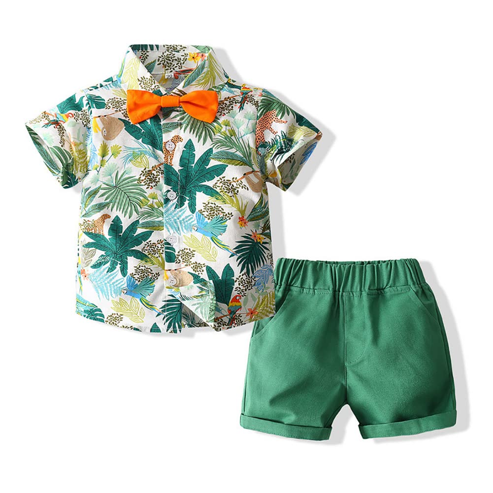 EFINNY Baby Boy Summer Outfits - Floral Short Sleeve Shirt & Shorts Set, Hawaiian Style Gentlemen Clothes for Toddlers | Perfect for Beach Vacations, Family Photos & Outdoor Play
