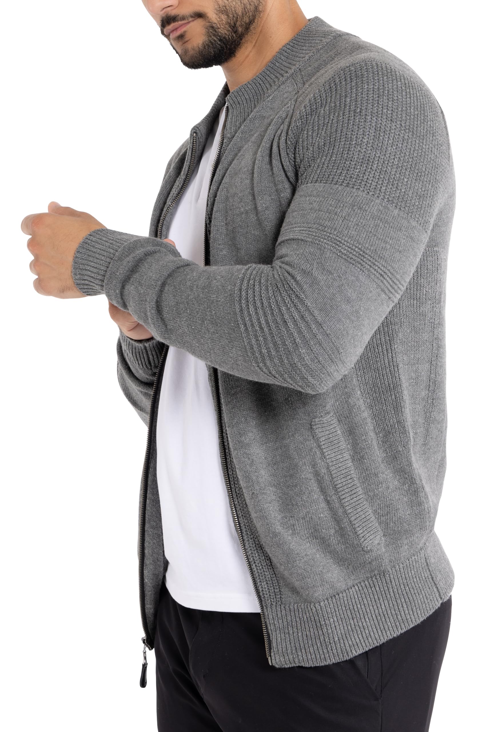 X RAY Men's Slim Fit Zip Up Cardigan Sweater - Lightweight Knit Jacket for Spring & Fall (Big & Tall Sizes) | Casual Office Wear & Layering Outfits