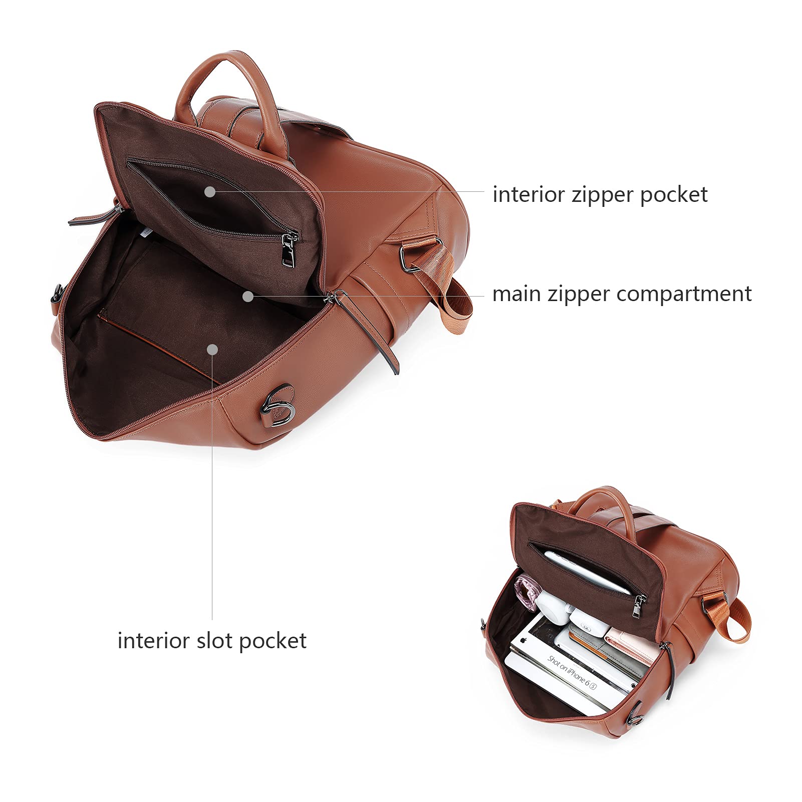 Stylish BROMEN Leather Backpack Purse for Women - Large Designer Shoulder Bag for Travel, Work & Daily Use | Durable & Fashionable Handbag for Commuting, Shopping & Outings