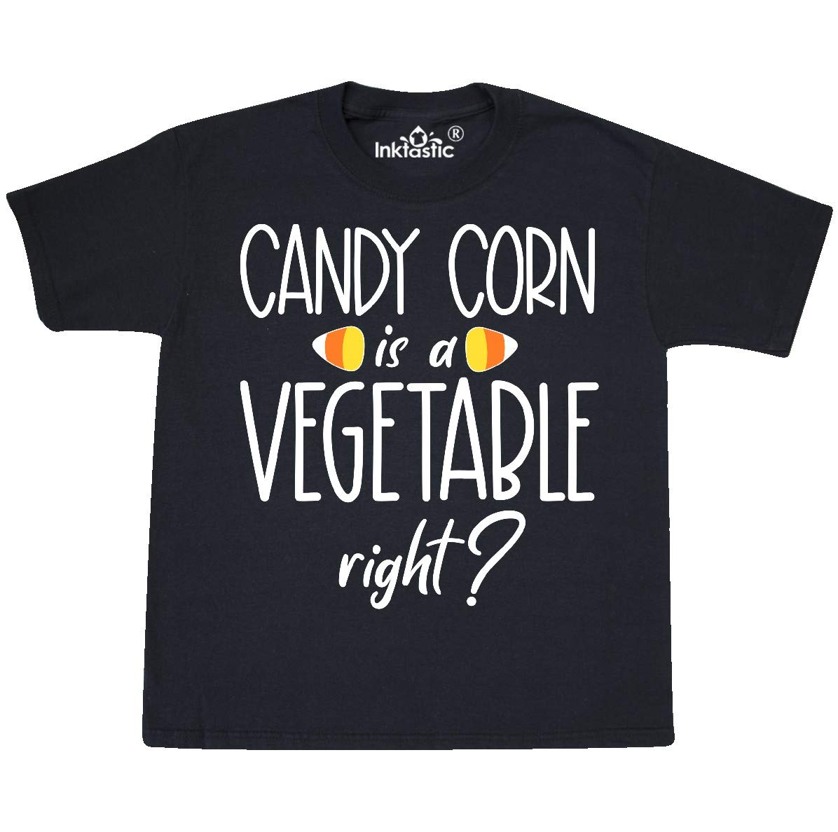 Inktastic Halloween Candy Corn is a Vegetable, Right? Youth T-Shirt - Funny Halloween Costume & Party Outfit for Kids