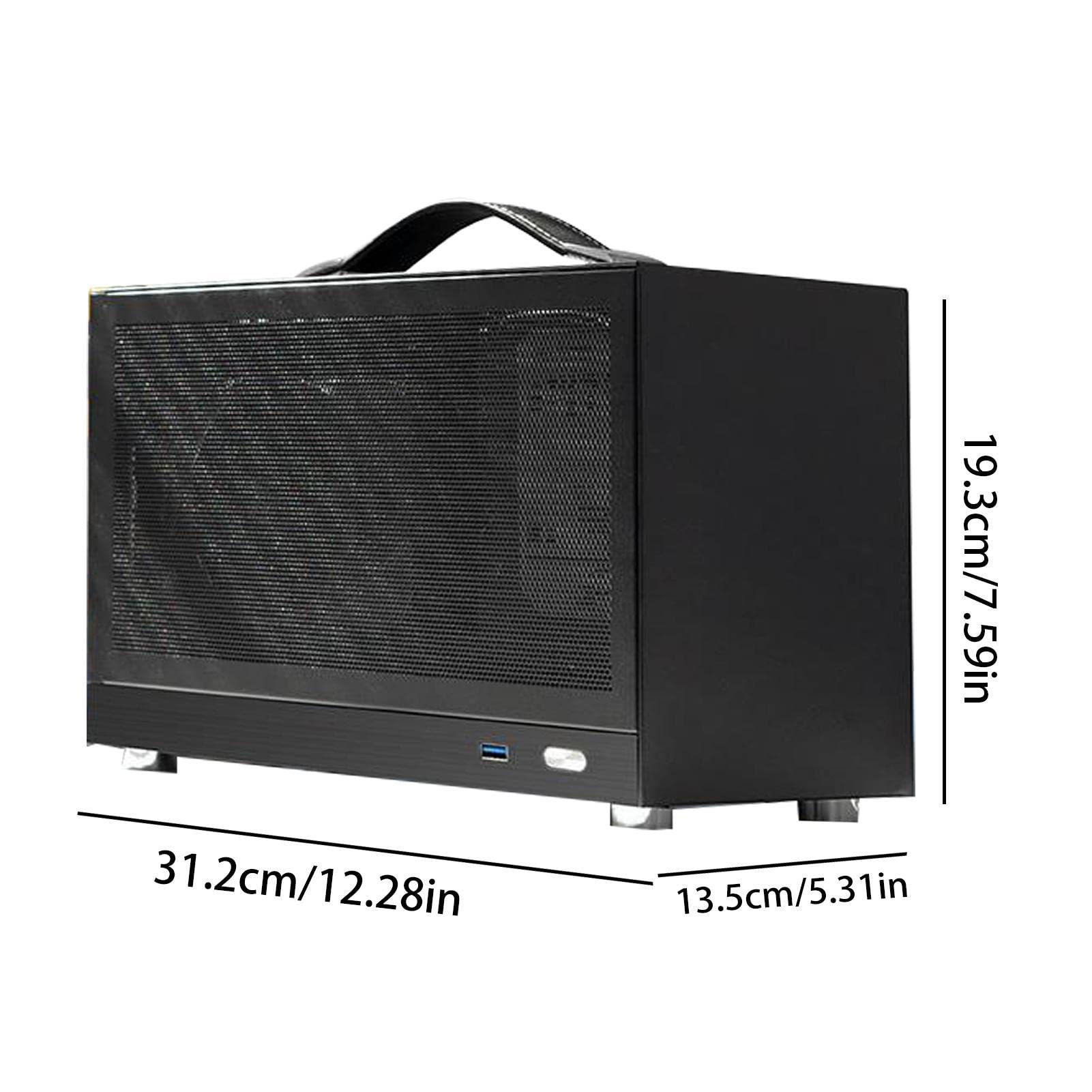 FokCalgary Mini ITX PC Case - Portable Small Form Factor Computer Case with USB Ports | Compact Desktop Chassis for Home Office, Gaming & HTPC Setup