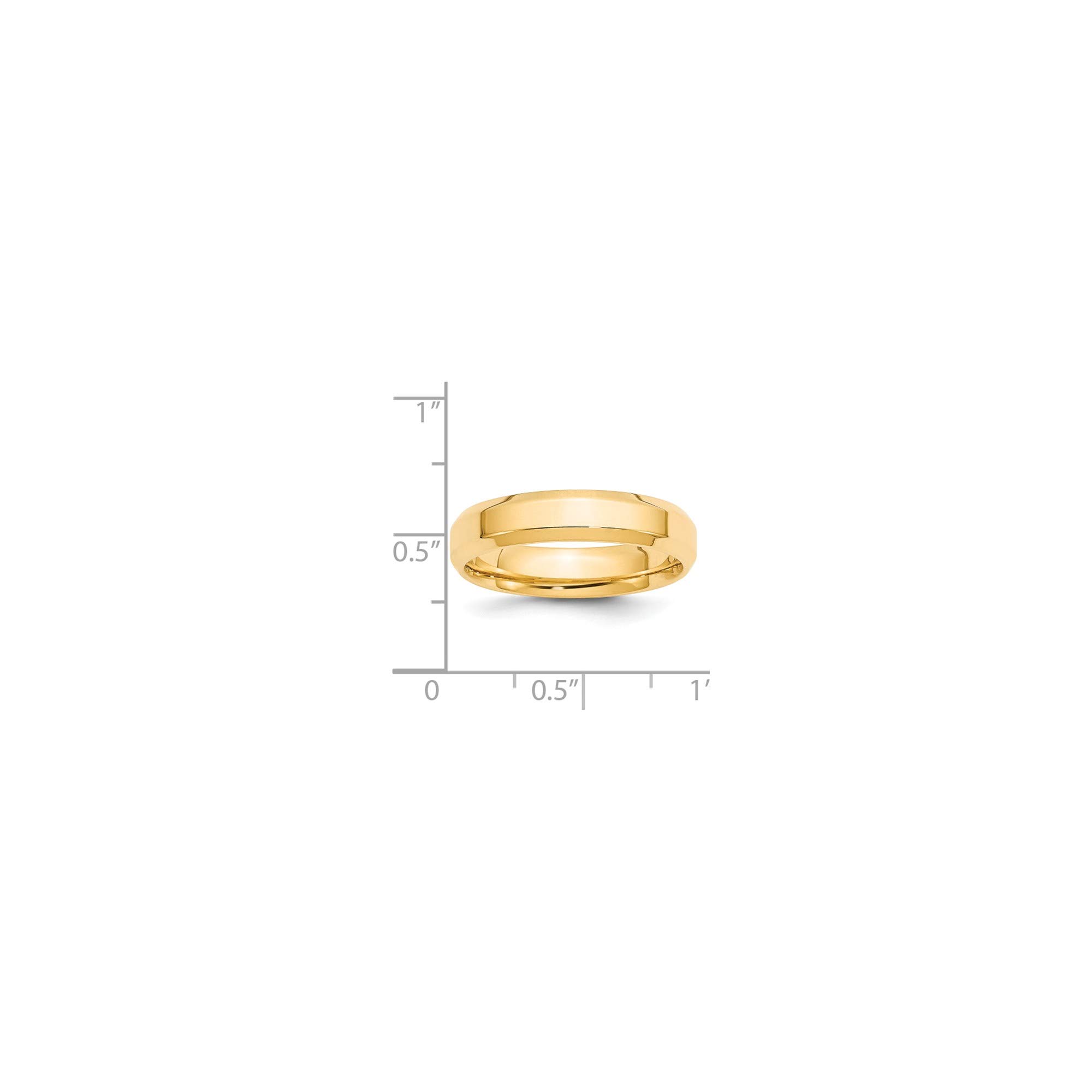 14K Yellow Gold 5mm Bevel Edge Comfort Fit Ring - Size 7.5 for Women