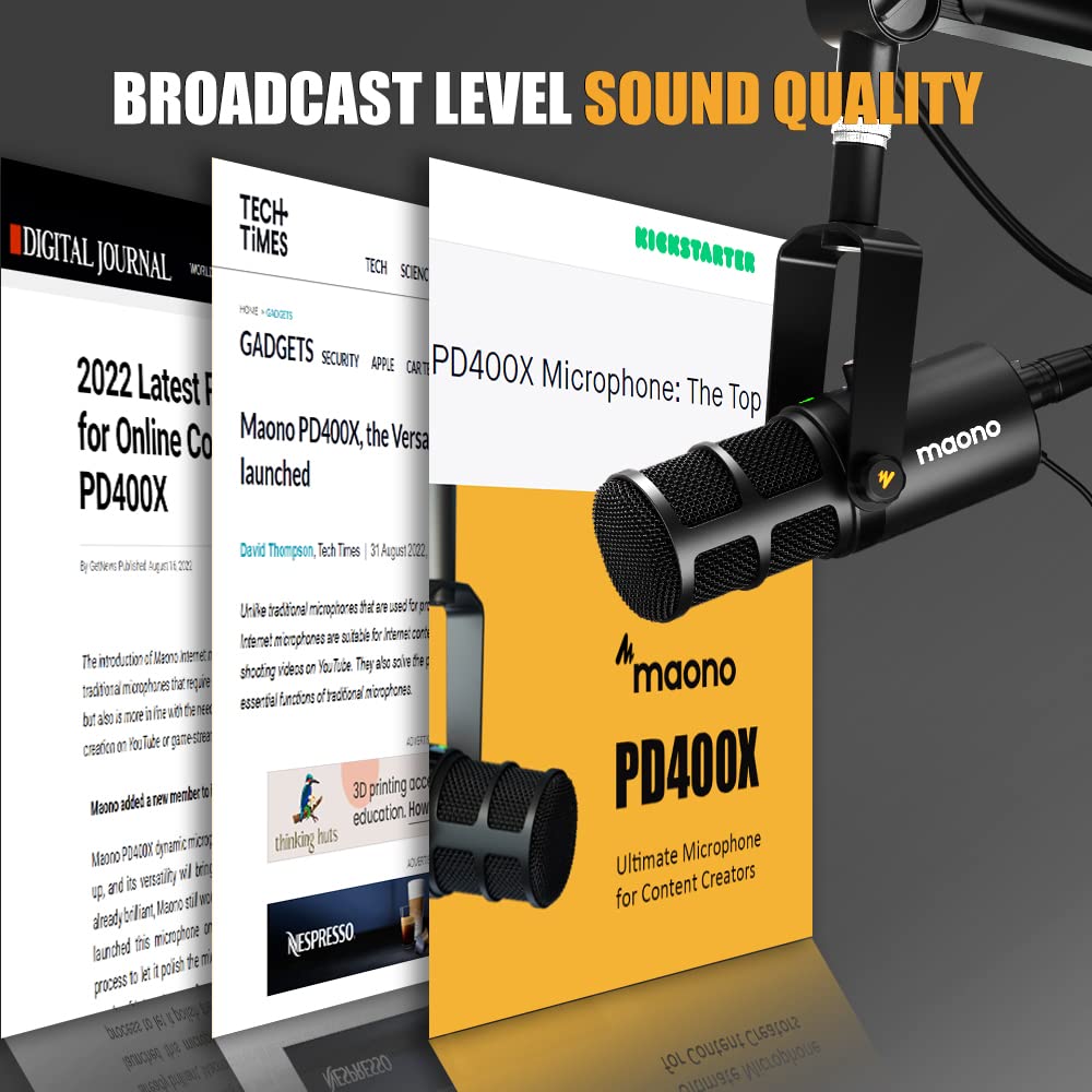MAONO PD400X Professional USB/XLR Dynamic Microphone with EQ Control, Tap-to-Mute & Headphone Monitoring - Studio Quality Podcast Mic for Recording, Streaming, Gaming & Voice Overs - Perfect for Home Studios & Content Creators