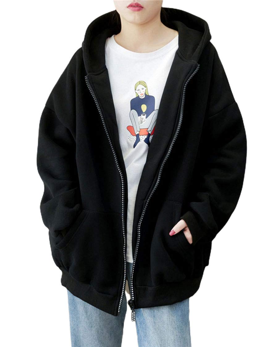 **Ebossy Women's Plus Size Heavyweight Thermal Fleece Hoodie Jacket – Full Zip Cozy Winter Sweatshirt for Outdoor Activities & Casual Wear**