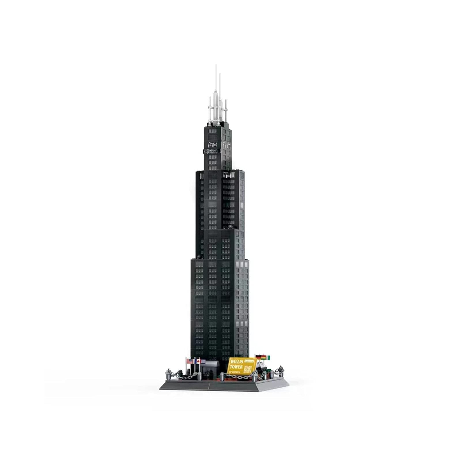 bnwent Micro Mini Blocks Willis Tower Building Set - 1241 Piece DIY 3D Puzzle Architecture Model Kit for Kids & Adults - Creative Gift for Birthday, Office Decor & STEM Learning