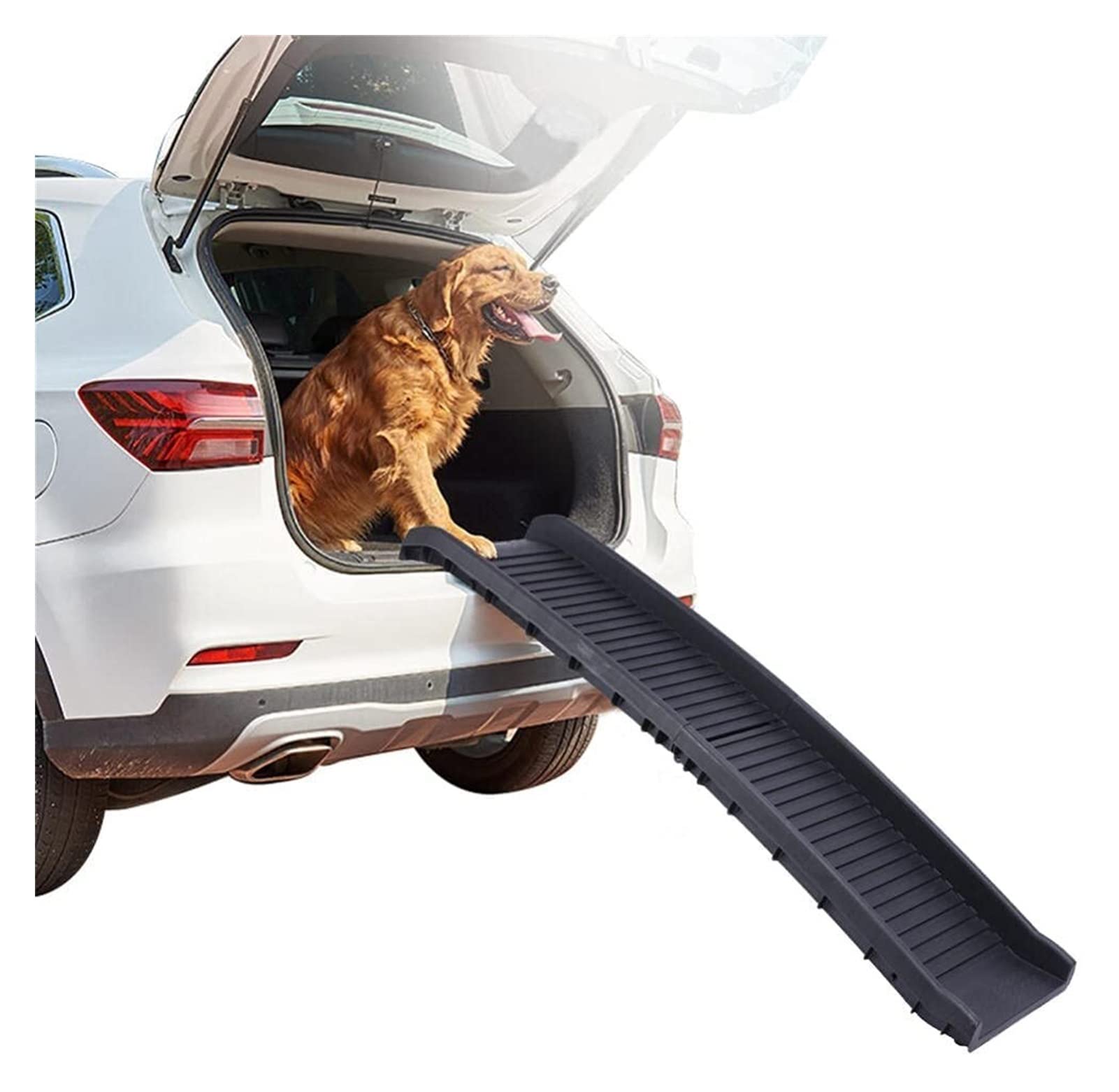 Foldable Dog Ramp for Cars - Non-Slip Pet Stairs for Large Dogs, Portable Dog Steps with Anti-Skid Surface - Ideal for SUVs, Trucks & Outdoor Adventures (Color: Striped Non-Slip Surface)