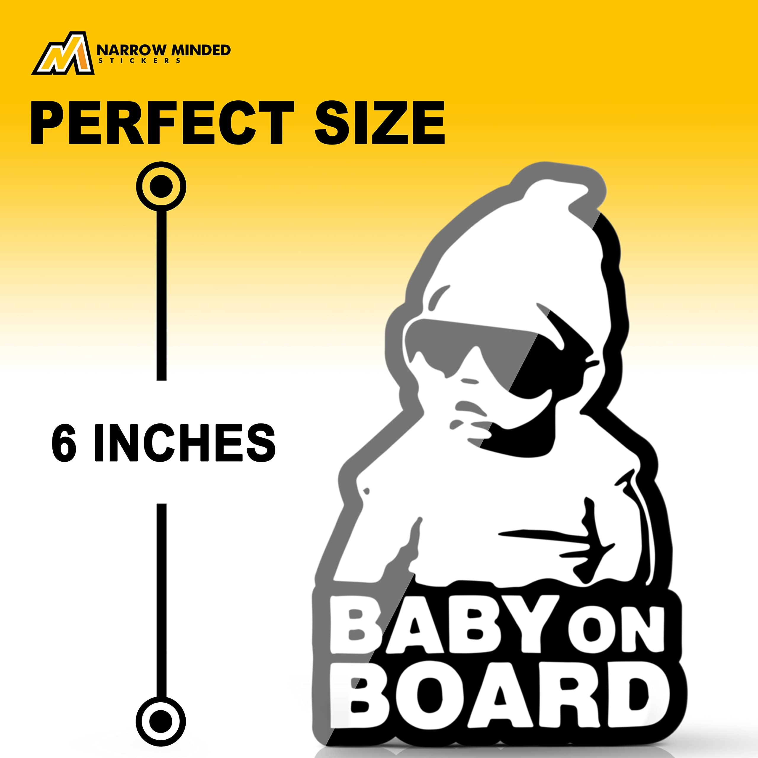 Funny Baby on Board Car Sticker - 2 Pack Vinyl Decals (Black & White) | Cute Hangover-Inspired Baby Carlos Design for Safe Family Driving & Parenting Humor