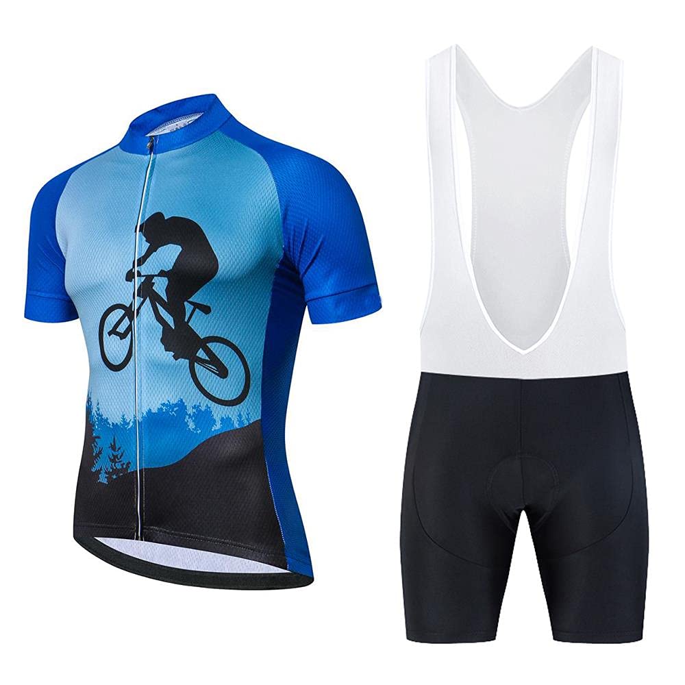 Men's Cycling Jersey & Bib Shorts Set - Breathable Short Sleeve Bike Shirts with 20D Gel Padding for Road & Mountain Biking - Perfect for Training, Racing & Outdoor Cycling