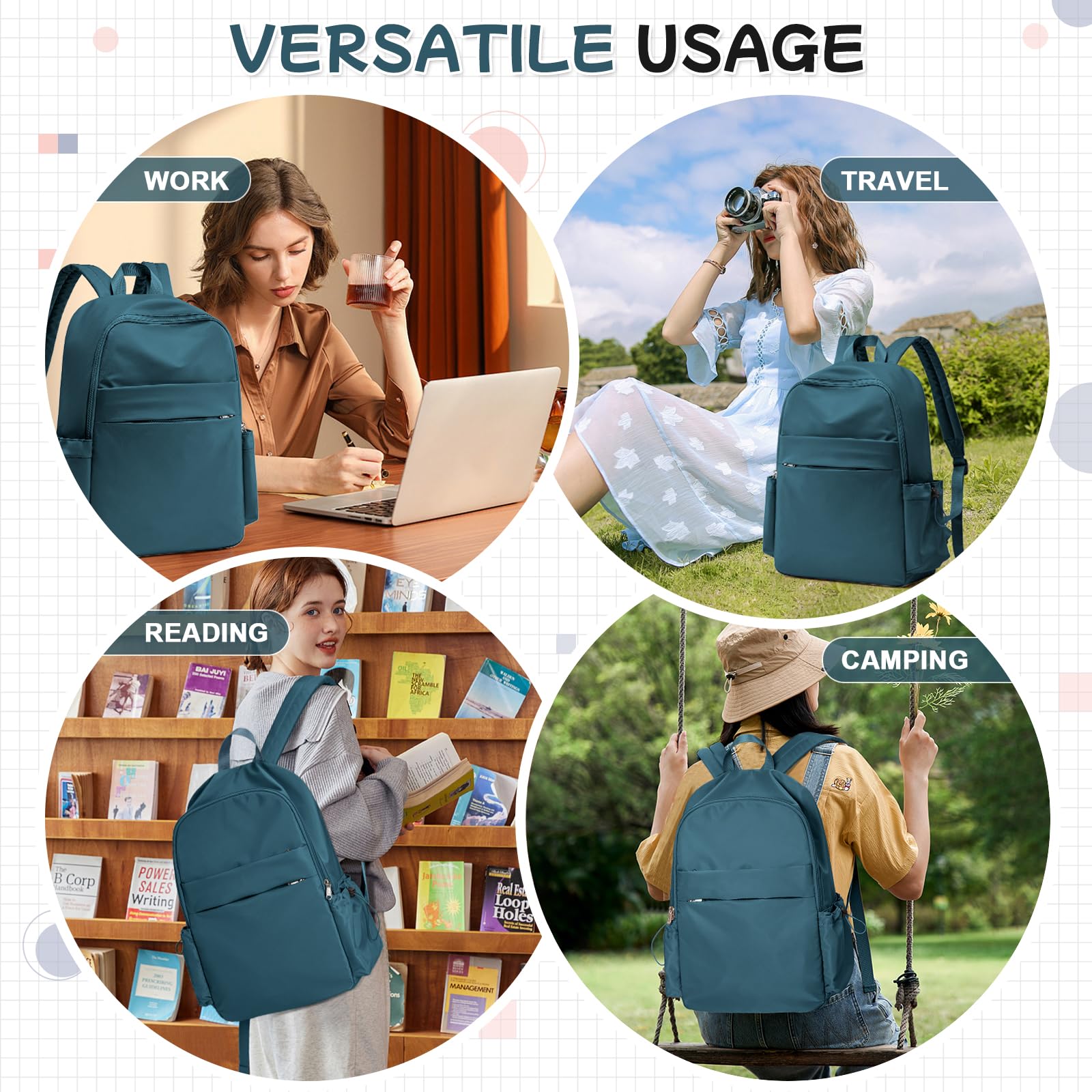 Stylish Anti-Theft Laptop Backpack for Women & Men - Durable Travel Backpack for College, Work & Commuting with Secure Laptop Compartment (Blue) - Perfect for Students, Teachers & Business Professionals