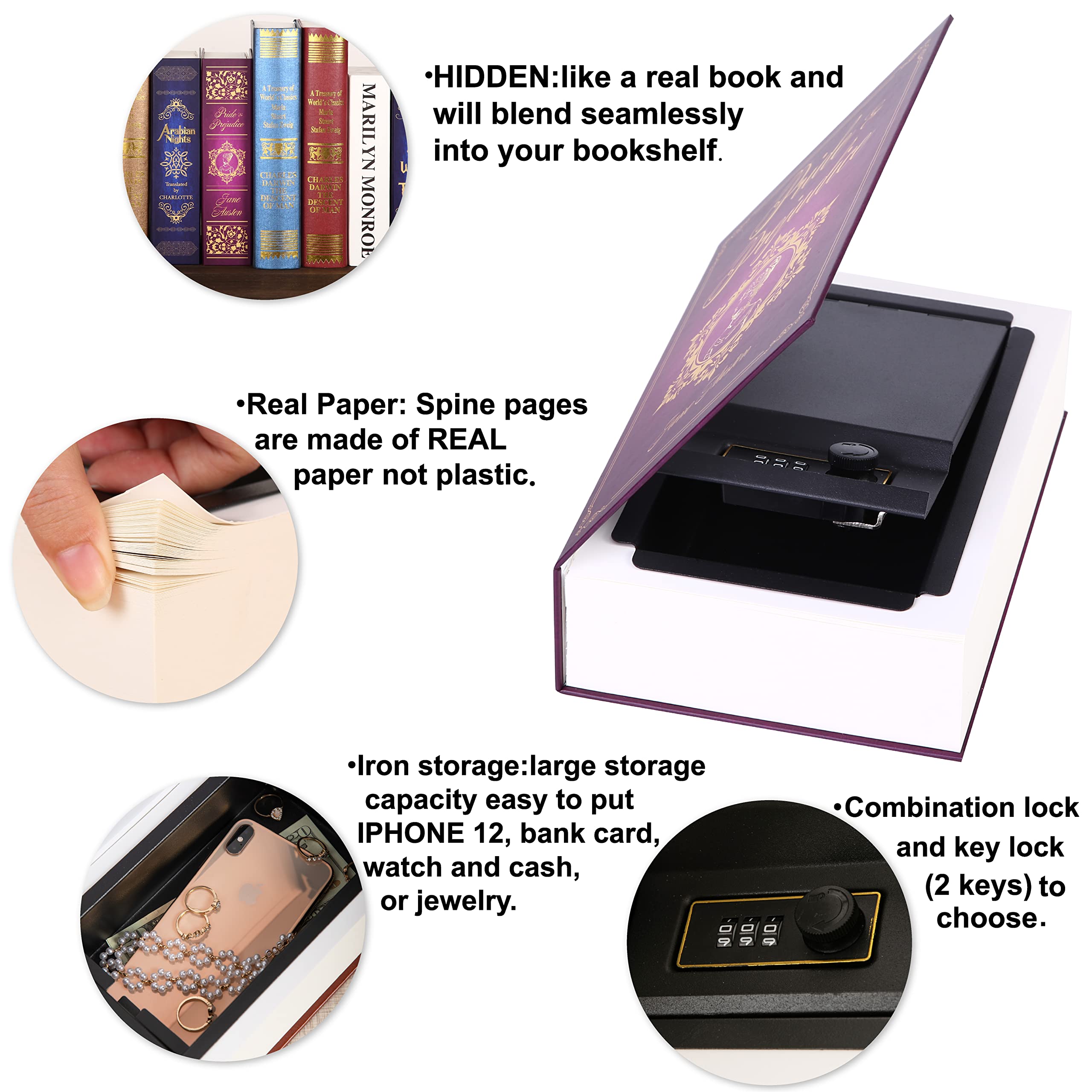 Pride & Prejudice Diversion Book Safe with Combination Lock - Hidden Secret Storage Box for Cash, Jewelry & Valuables - Perfect for Home, Office & Travel Security