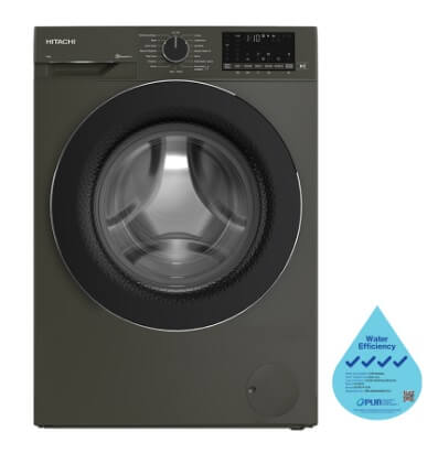 Hitachi BD 90YFVEM Front Load Washer with Steam & Hygiene Function - Easy Iron Inverter Technology for Efficient Laundry | Perfect for Large Families & Allergy Sufferers