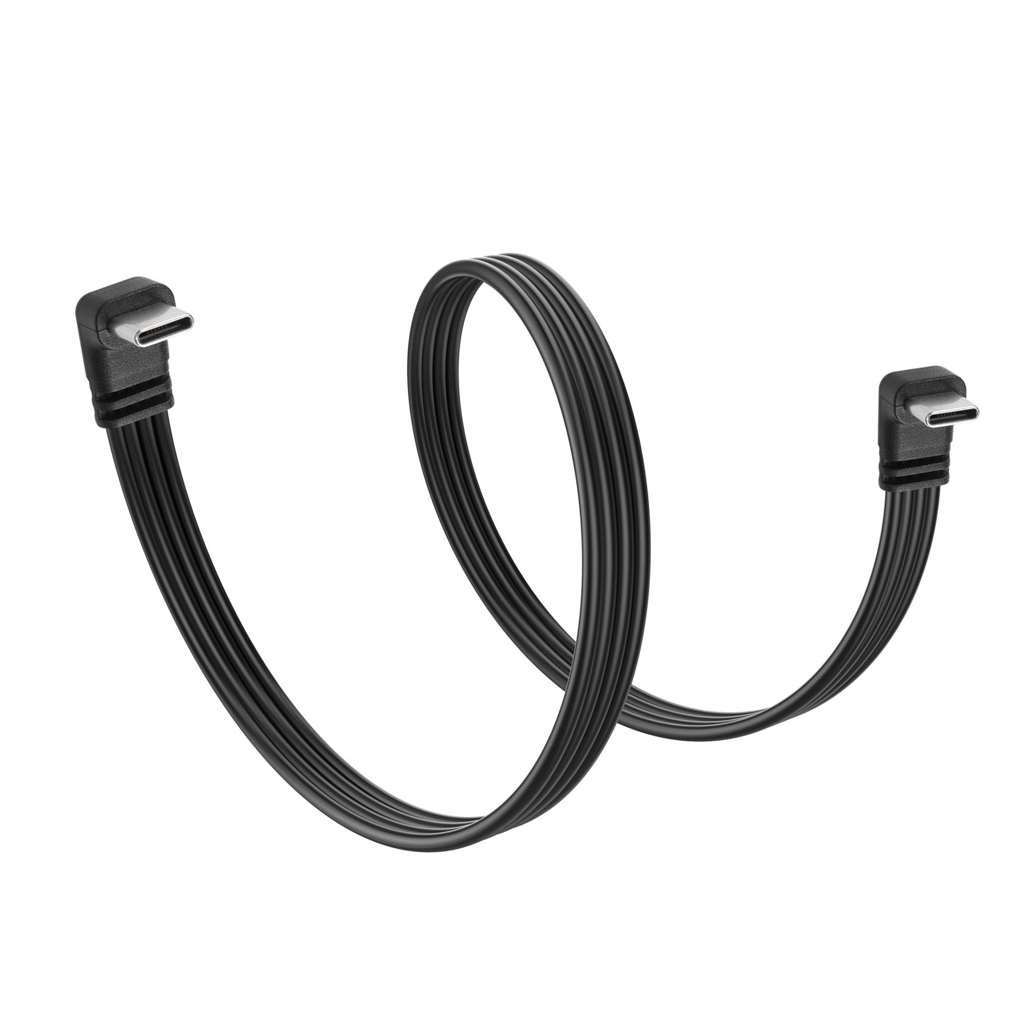 90 Degree Right Angle USB C to USB C Cable - 1Ft Short USB 2.0 Type C Male to Male Charging & Data Sync Cable for MacBook Pro, iPad Pro, Samsung Galaxy, Pixel, Nintendo Switch - Perfect for Tight Spaces & Car Charging