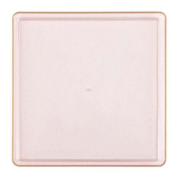 13 Inch Pink Transparent & Gold Square Chargers (4-Pack) - Elegant Square Edge Plates for Wedding, Bridal Shower, Birthday Party & Special Occasions