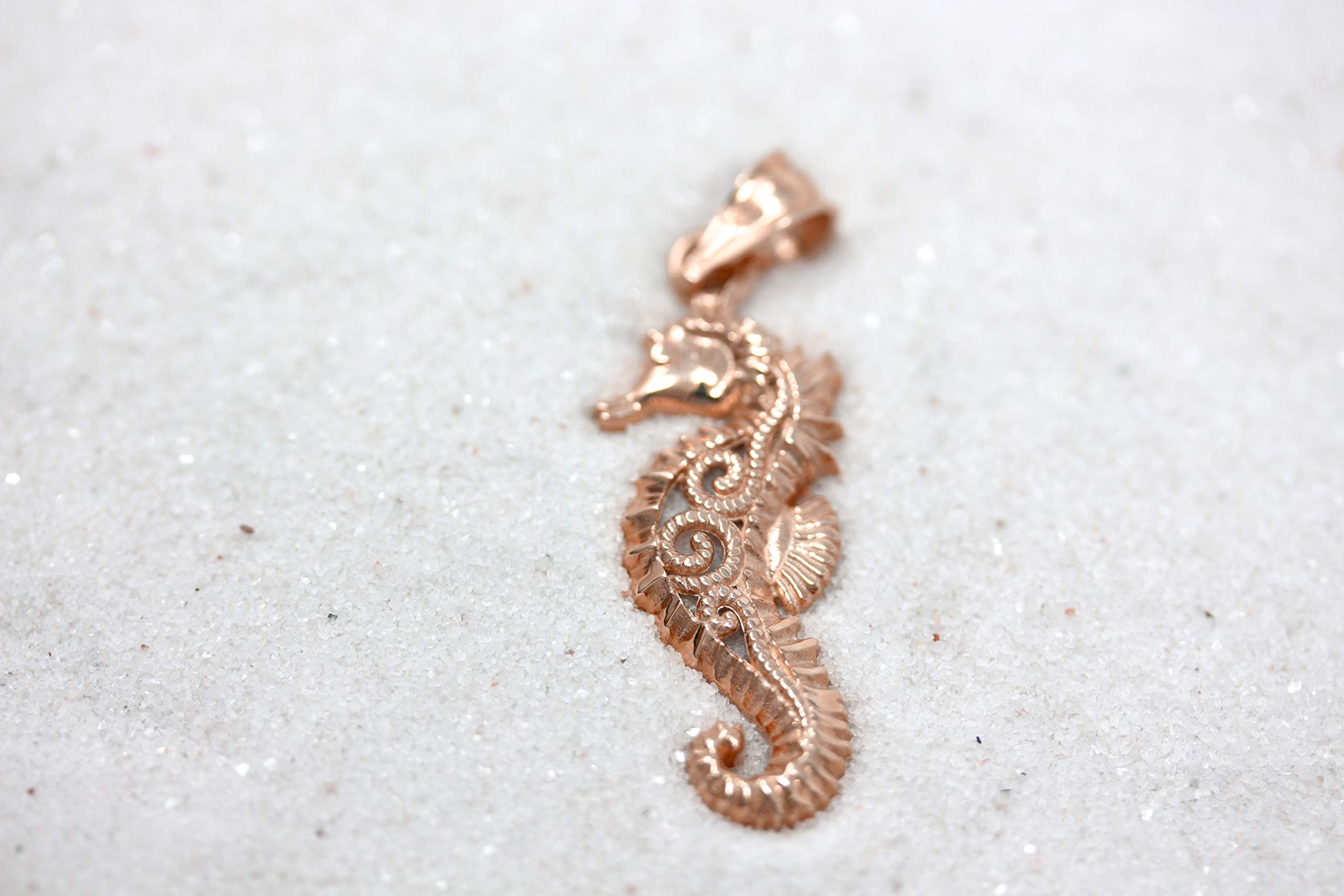 14K Gold Filigree Seahorse Charm Pendant Necklace - Elegant Jewelry Gift for Women, Perfect for Beach Vacations, Summer Outfits & Ocean-Themed Parties