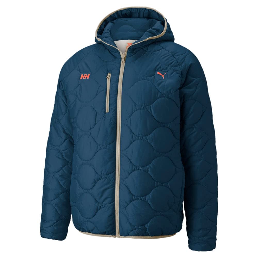 Puma Men's Reversible Padded X Helly Hansen Winter Coat Jacket - Waterproof Windproof Insulated Outdoor Parka for Hiking, Skiing & Casual Wear (Blue)