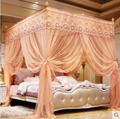 YUXI8541NO Bed Canopy with 3 Side Openings - Romantic Netting Bed Curtain for Queen/King Size Beds (2.0m/6.6ft, White) - Perfect for Bedroom Decor, Wedding Decorations & Boho Chic Home Styling