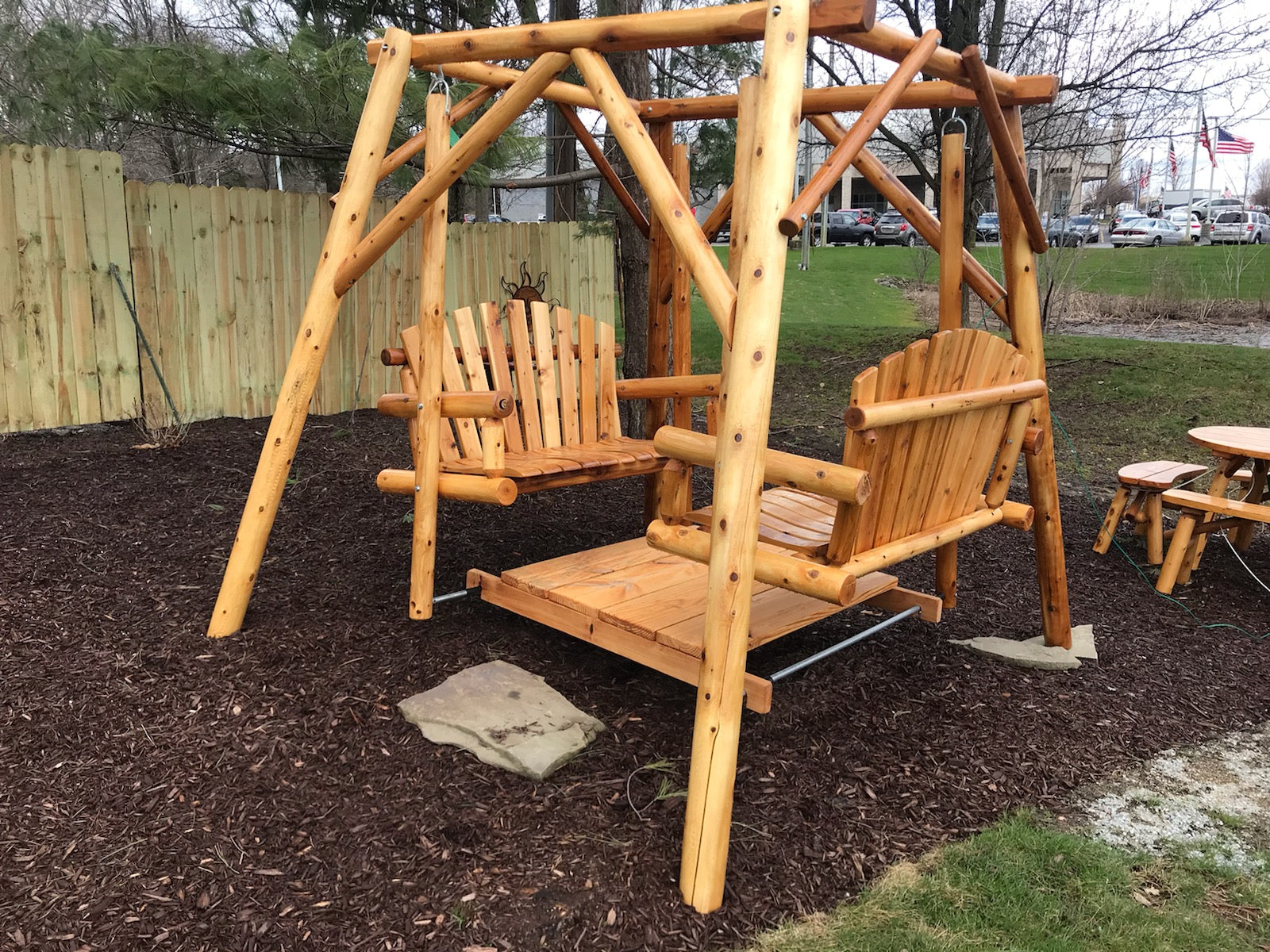 Premium Outdoor Double Glider Swing Set - Heavy Duty Metal Frame with Comfortable Seating for Backyard, Garden, and Patio - Perfect for Relaxing, Lounging, and Family Bonding Time