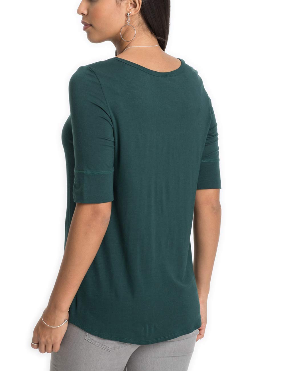 Women's Elbow Length Sleeve Cotton Blouse - Summer Casual Tunic Tee Shirt for Work, Travel & Everyday Wear | Breathable & Comfortable Top