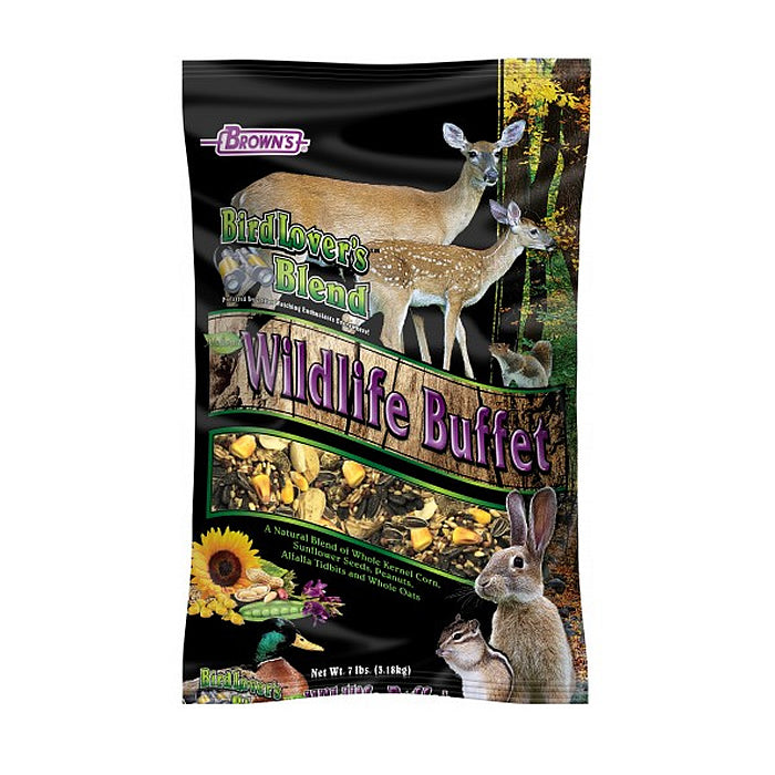 Brown's Premium Bird Lover’s Blend Wildlife Buffet - 7 lb Bag of Nutritious Wild Bird Food - Attracts Cardinals, Finches & Songbirds - Perfect for Backyard Bird Feeders & Nature Lovers
