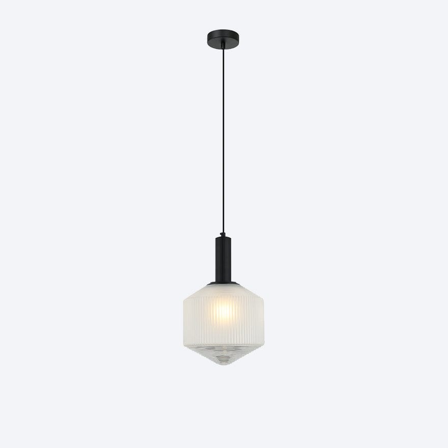 Camilla Glass Ribbed Pendant Light - Elegant Hanging Fixture for Dining Room, Kitchen Island & Bedroom Decor