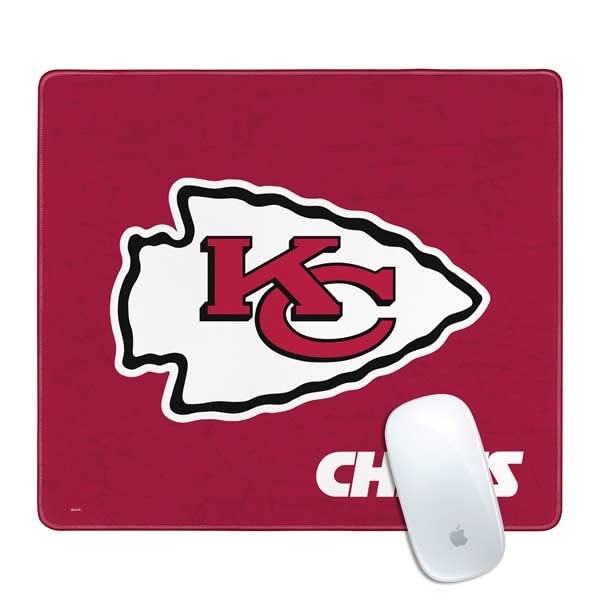 Skinit Small Gaming Mouse Pad - Officially Licensed NFL Kansas City Chiefs Distressed Design with Stitched Edges | Waterproof Non-Slip Rubber Base | Desk Mat for Keyboard & Mouse | Perfect for Gaming, Office Work & Home Computer Setup