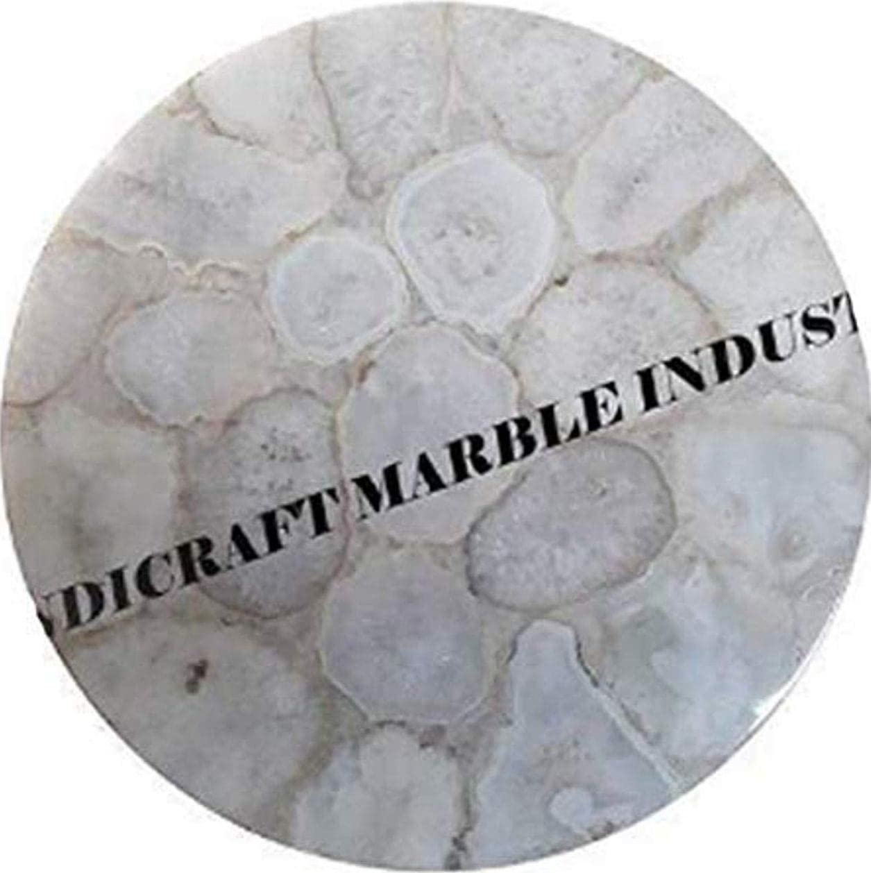 Natural White Agate Stone Round Coffee Table Top - Premium Gemstone Dining Table Centerpiece for Living Room, Home Decor & Conversation Starter - Durable Family Heirloom Furniture