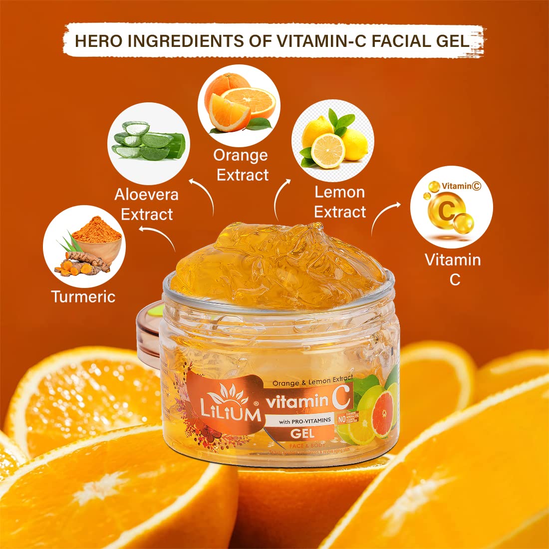 Lilium Vitamin C Face Gel (250G) - Paraben-Free, Natural Skin Brightening & Reviving Gel | Reduces UV Damage, Nourishes & Tightens Skin | Perfect for Daily Skincare & Anti-Aging Routine