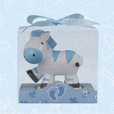 Safary Baby Zebra Candle Set - Blue Animal Cake Toppers for Baby Shower Favors (12 Pack) - Perfect for Gender Reveal Parties, Nursery Decor & Birthday Celebrations