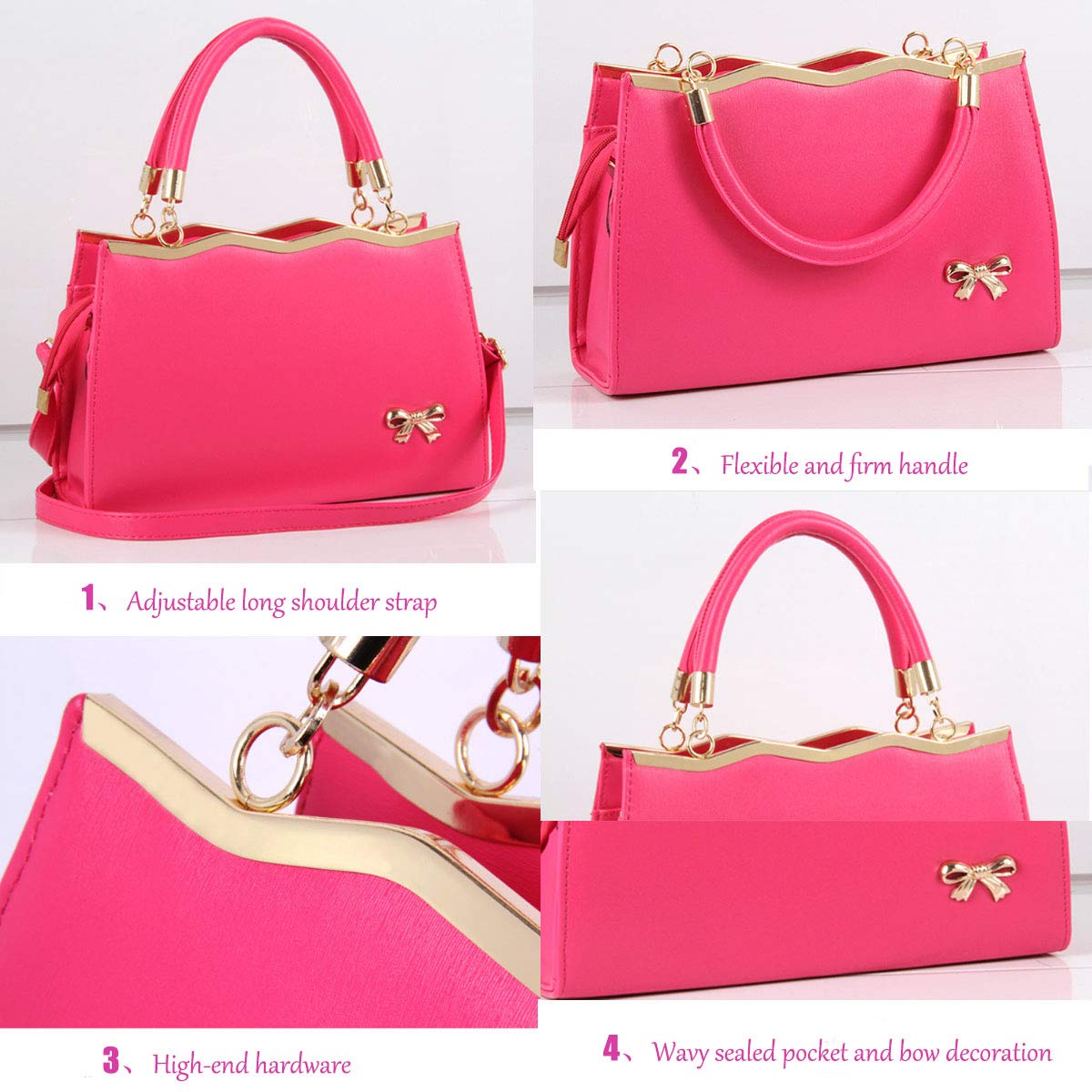 Stylish Women's PU Leather Handbag - Elegant Top Handle Satchel Shoulder Tote with Bow Knot Design | Perfect for Work, Travel & Daily Use