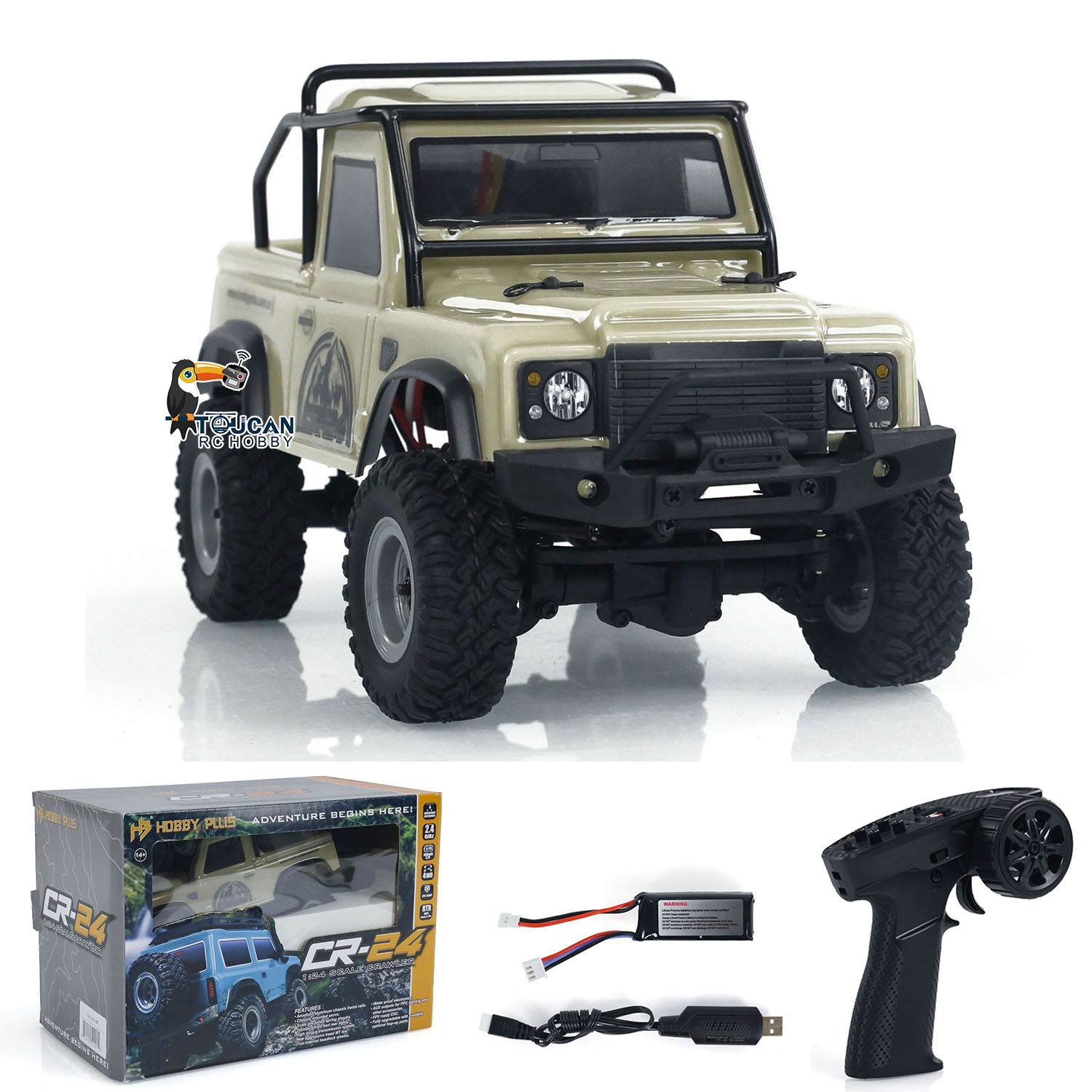 1:24 Scale 4x4 RC Off-Road Truck - 4WD Remote Control Crawler Car with DIY Simulation Model, ESC Servo & LED Light System - Perfect for Indoor/Outdoor Rock Crawling & Off-Road Adventure Play