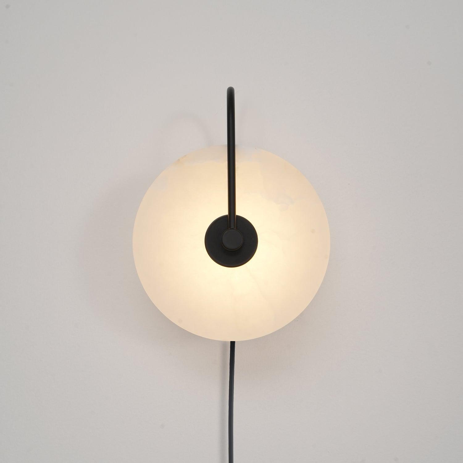 Alabaster LED Plug-In Wall Sconce - Modern Plug in Wall Light Fixture for Bedroom, Living Room & Hallway Lighting