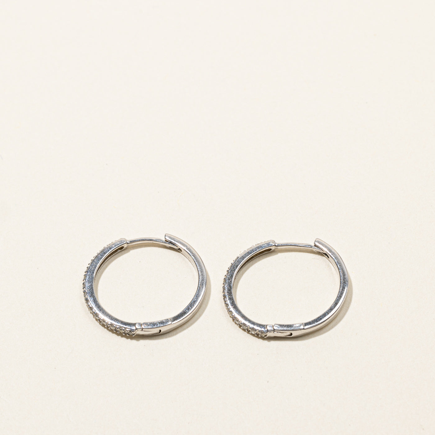 Pave Set Diamond Hoop Earrings | 0.16ctw | 14K Gold Plated | Elegant Everyday Jewelry for Women | Perfect for Parties, Weddings & Gifts