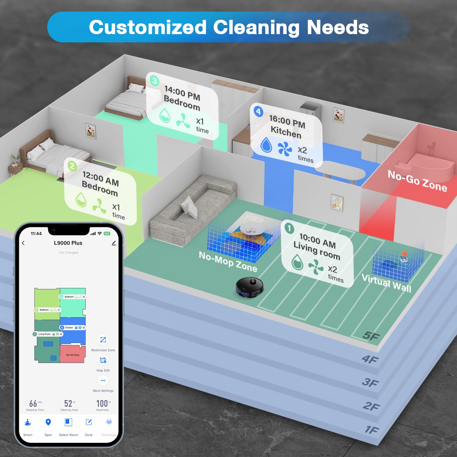 Tikom L9000 Plus Robot Vacuum and Mop Combo with Self-Emptying Base, 60-Day Dustbin Capacity, LiDAR Navigation & Smart Mapping, 4000Pa Strong Suction, 150 Mins Runtime, WiFi/App Control - Ideal for Pet Hair, Hardwood Floors & Carpets in Large Homes