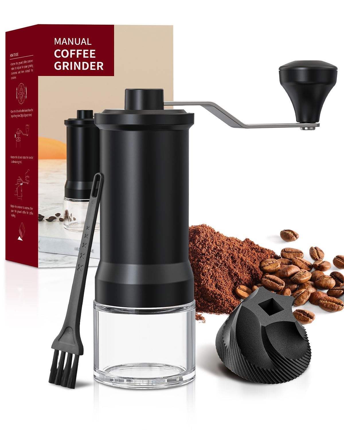 Premium Manual Coffee Grinder with Ceramic Conical Burr - 30 Adjustable Settings for Espresso, French Press & Pour Over | Portable Hand Crank Mill for Home, Camping & Travel | Perfect Gift for Coffee Lovers