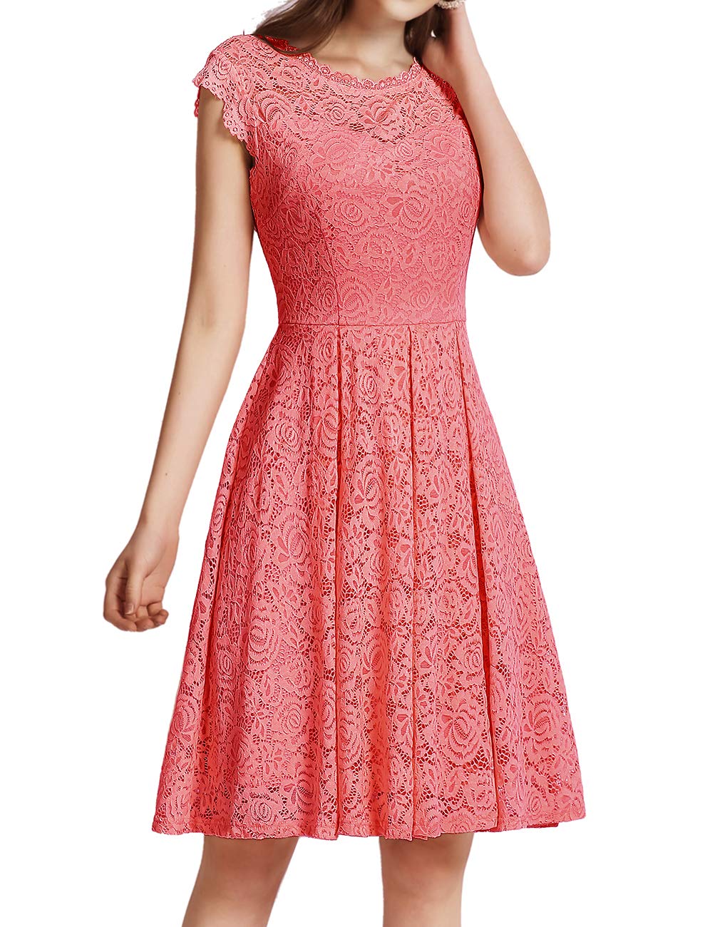 Elegant Floral Lace A-Line Cocktail Dress for Women - Prom, Graduation & Wedding Guest Dress - Perfect for Formal Events & Special Occasions