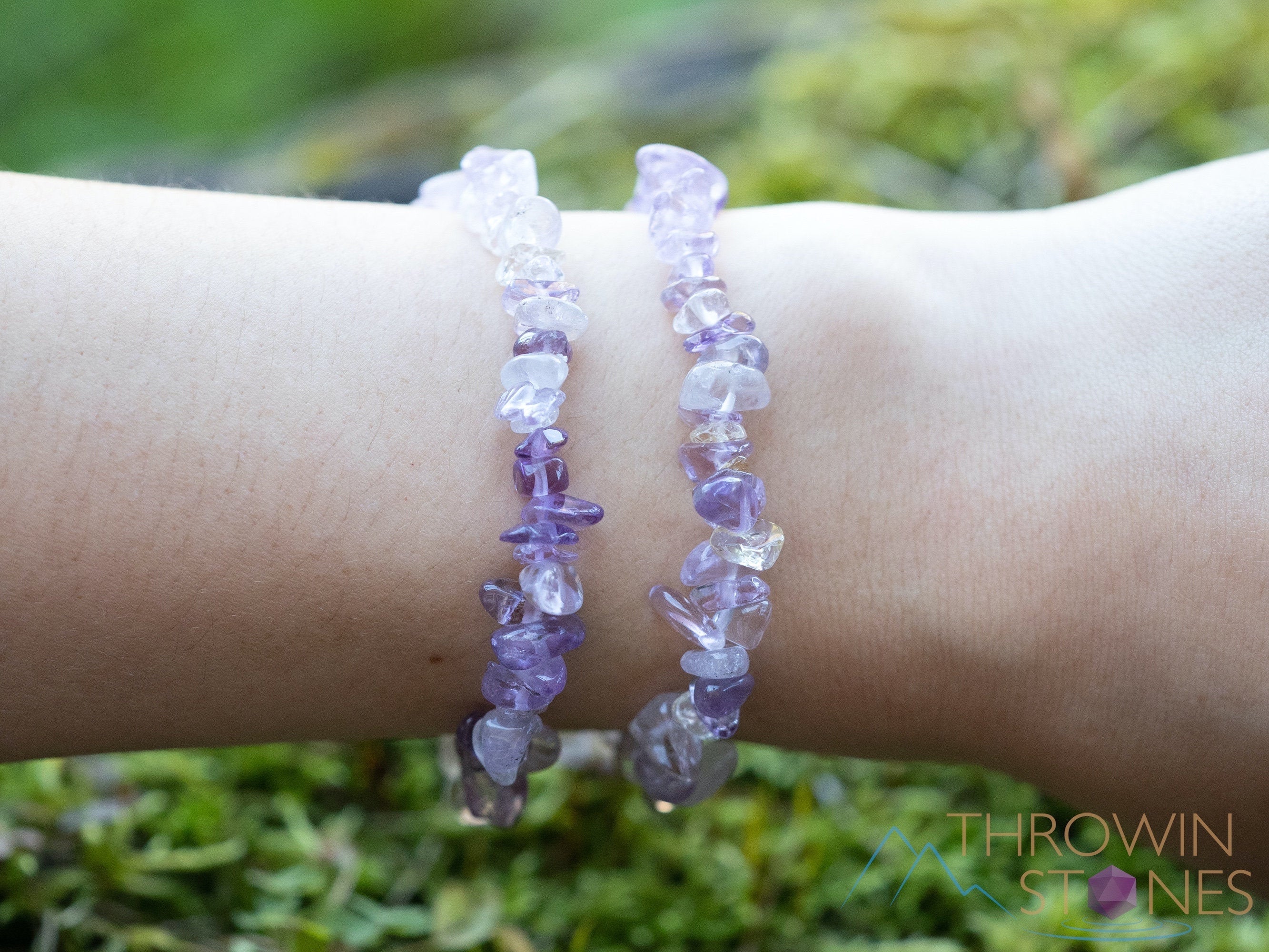 Handmade AMETRINE Citrine Amethyst Healing Crystal Bracelet - Natural Chip Beads Beaded Jewelry for Women, E1776 | Perfect for Meditation, Energy Healing & Spiritual Gifts