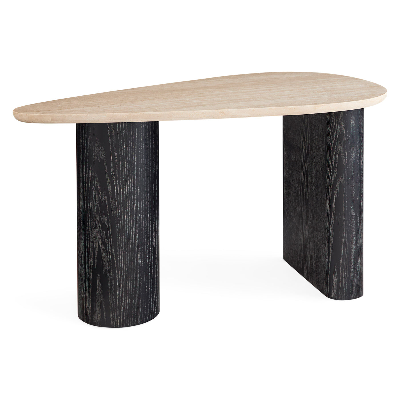 Modern Oeuf Travertine Desk - Natural Stone Writing Table for Home Office, Study & Workspace - Elegant Minimalist Design with Durable Marble Surface
