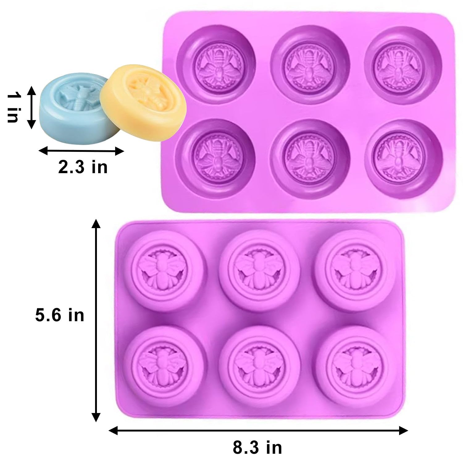 METLUCK 3 Pack Bee Silicone Molds - Reusable Honeycomb Soap Molds for DIY Soap Making, Lotion Bars, Candles, Resin Art, Chocolate & Desserts | Perfect for Home Crafting, Bath Bombs, and Party Favors