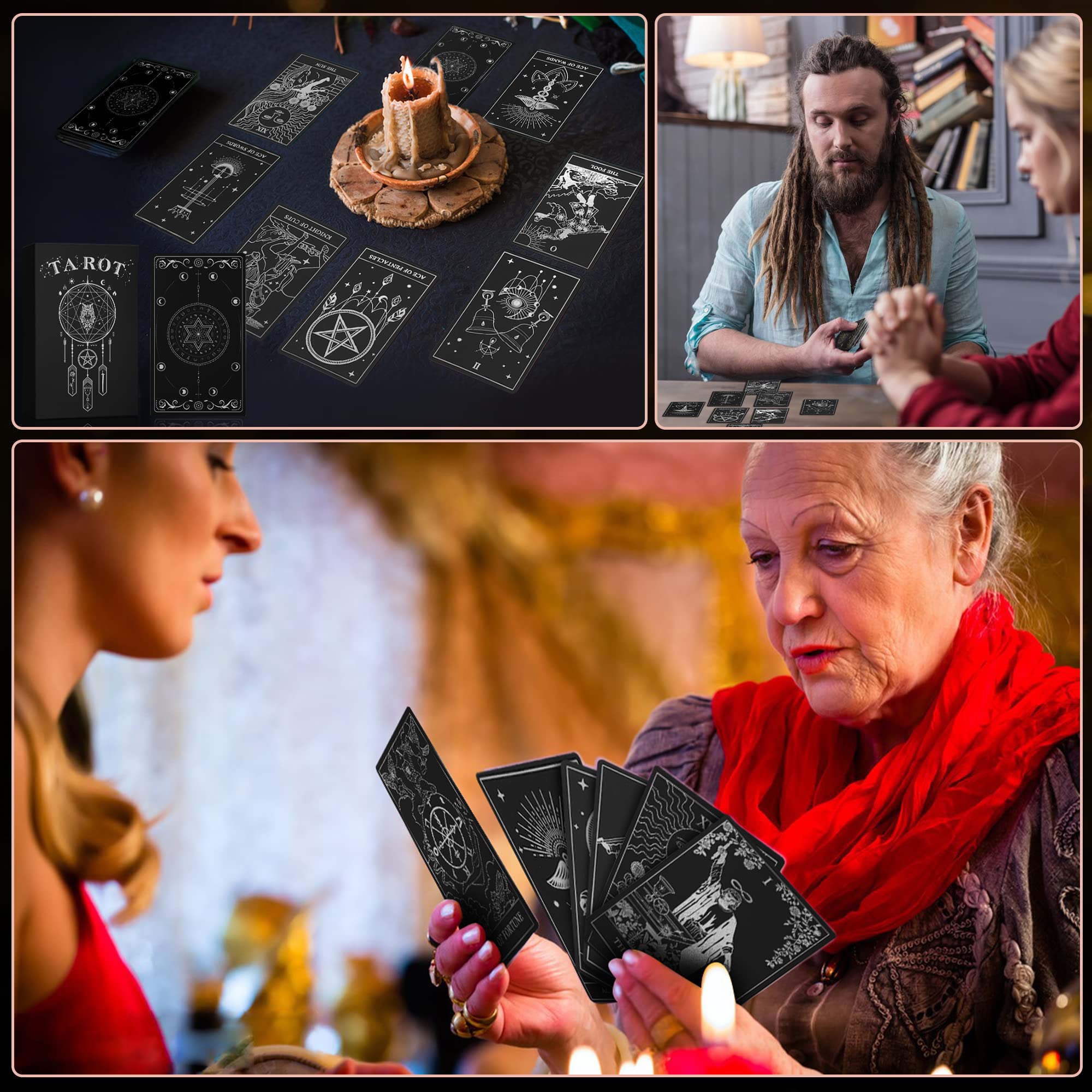 Premium 78-Piece Plastic Tarot Card Set with Guidebook - Waterproof, Gold Foil Surface - Fortune Telling Game for Beginners | Perfect for Divination, Meditation & Spiritual Growth